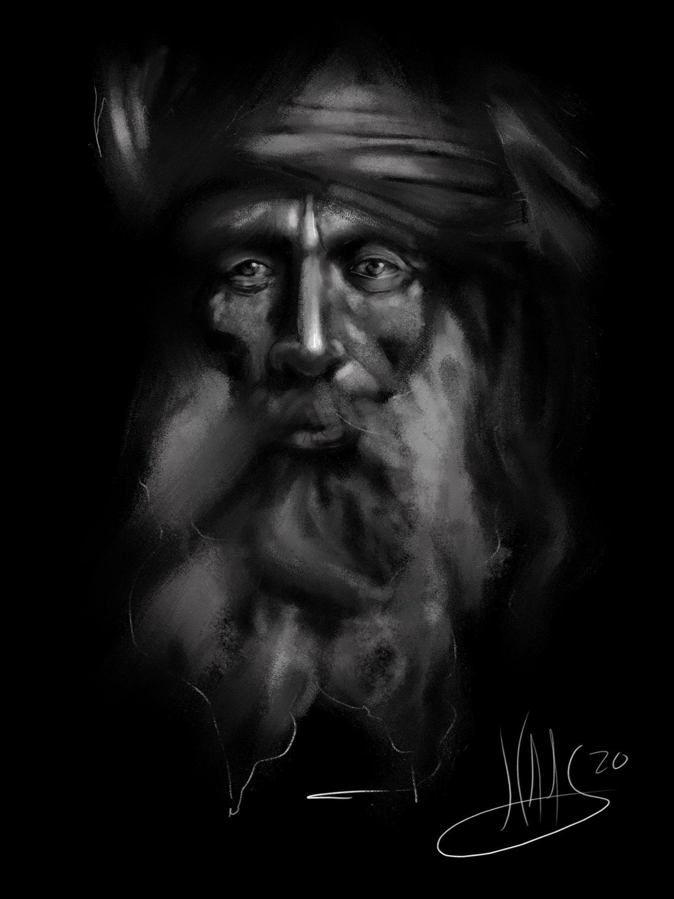 Digital charcoal illustration by Matt Haag